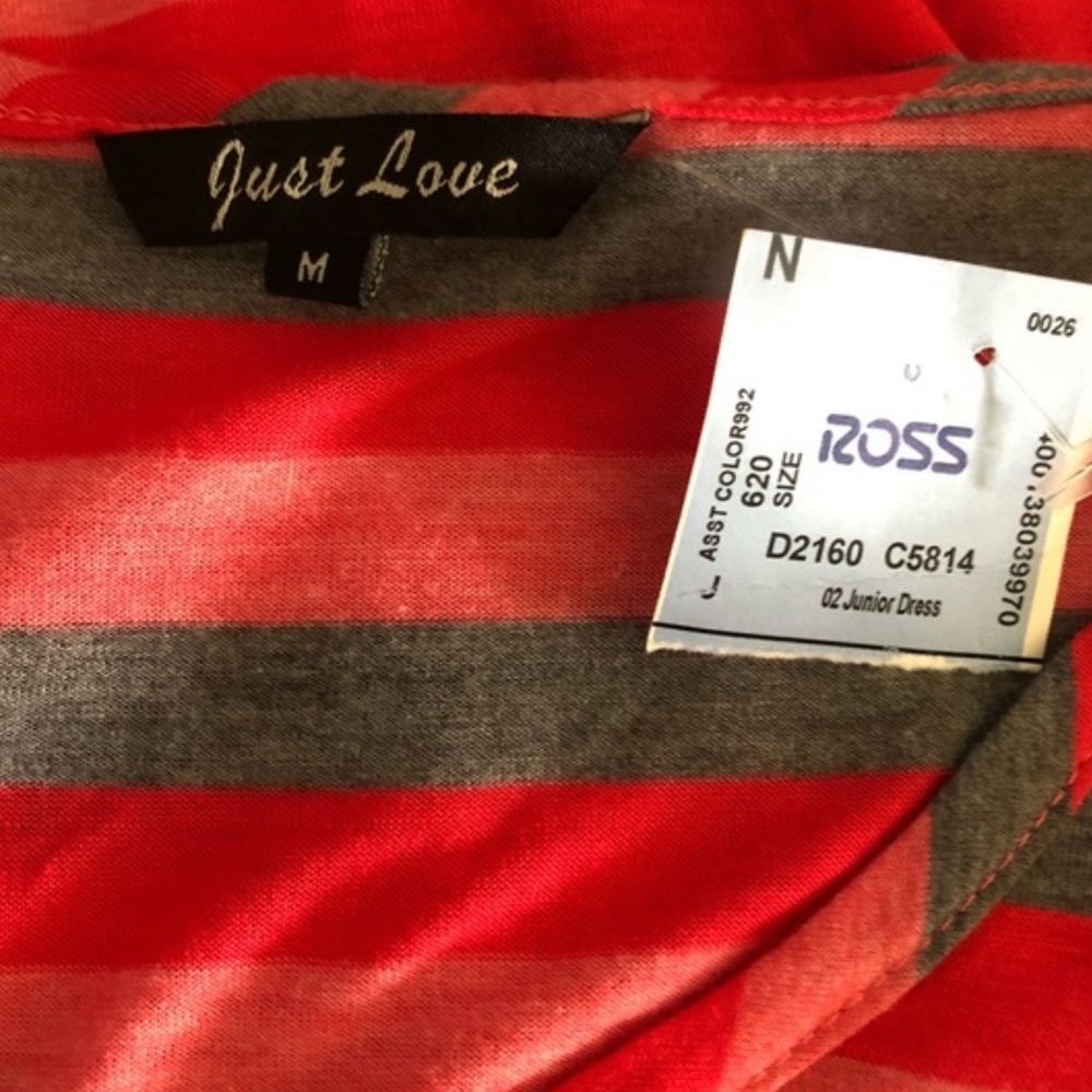 NWT Just Love multi colored maxi dress M Grey, Coral and Light Pink - Picture 3 of 4
